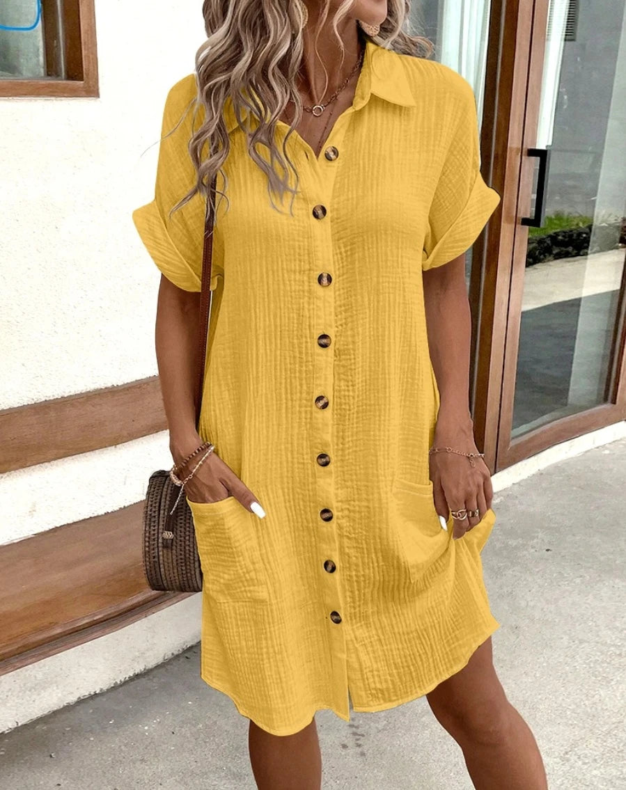 Lightweight Knotted Dress for Women with Pockets in Various Colors