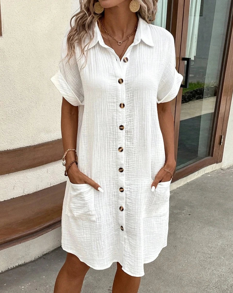 Lightweight Knotted Dress for Women with Pockets in Various Colors